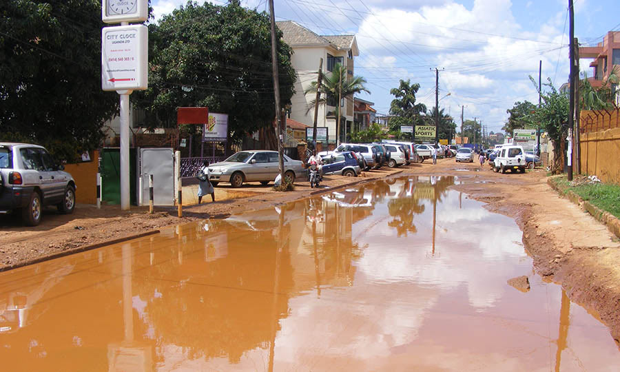 flooded street Lake Bukoto Kampala