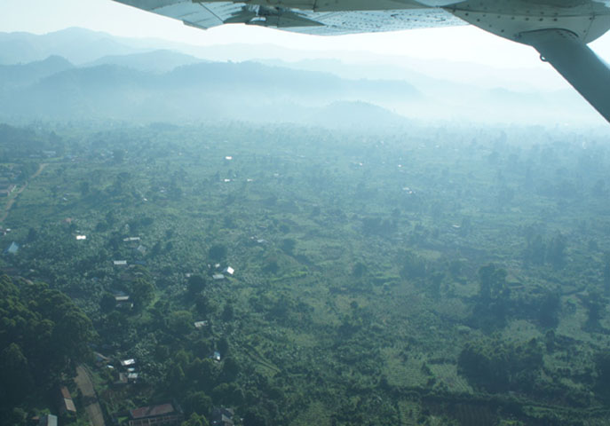 Aerial view of Kisoro. Entebbe to Kisoro with Aerolink