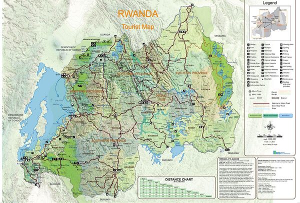 Rwanda tourist map. Rwanda Development Board