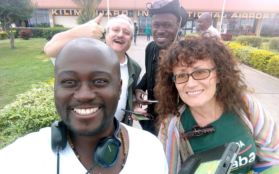 Charlotte Beauvoisin, Solomon Oleny, Wolfgang Thome, Edgar Batte. Kilimanjaro Airport