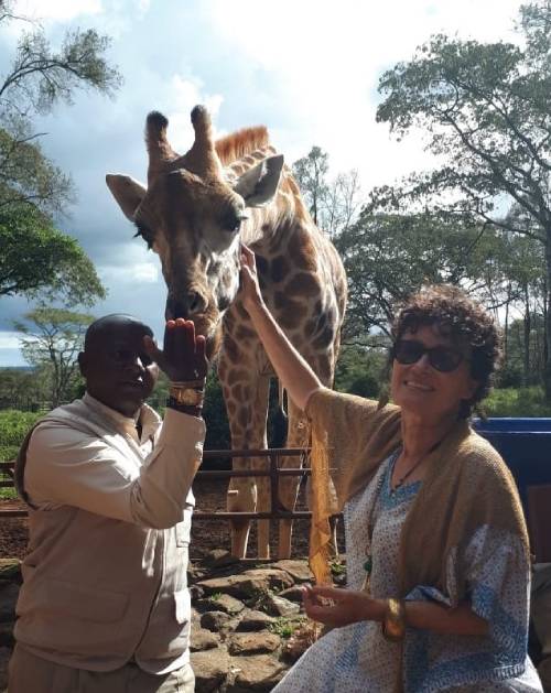 Giraffe Centre, Nairobi. Jim Nyamu pictured with Charlotte Diary of a Muzungu