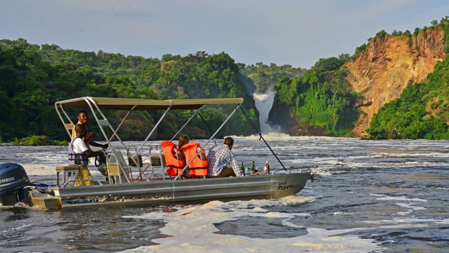 Murchison Falls River Nile Uganda. Wild Frontiers boats