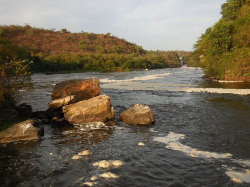 Bottom of Murchison Falls seen from Wild Frontiers boat. Diary of a Muzungu