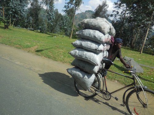 Gisenyi Kigali. road scene. sacks of charcoal Diary of a Muzungu Rwanda