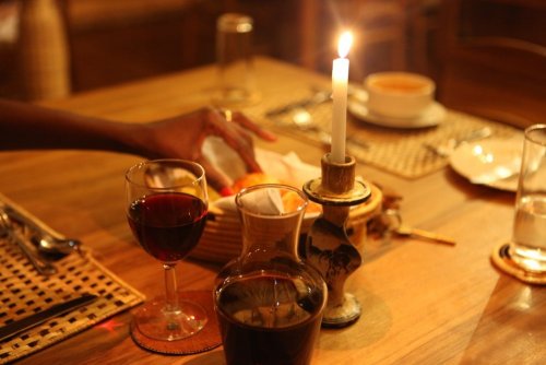 candelit dinner Kyaninga Lodge luxury accommodation. Fort Portal Uganda