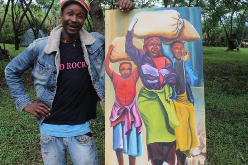 Red Rocks Art with local artist. Musanze Rwanda