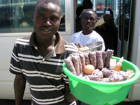 Rwanda street food. bus trip