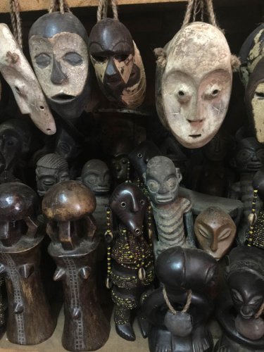Rwandan crafts shops. Masks. Caplaki Cooperative Kigali