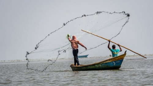 Fishermen on Lake Albert, Uganda