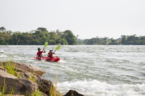 Tandem kayaking. Kayak the Nile. Jinja, Uganda