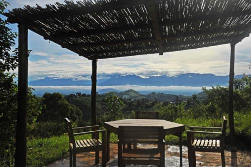 View of Rwenzori mountains from Isunga Lodge Kibale, Uganda