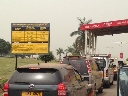 cars entering Entebbe International Airport Uganda